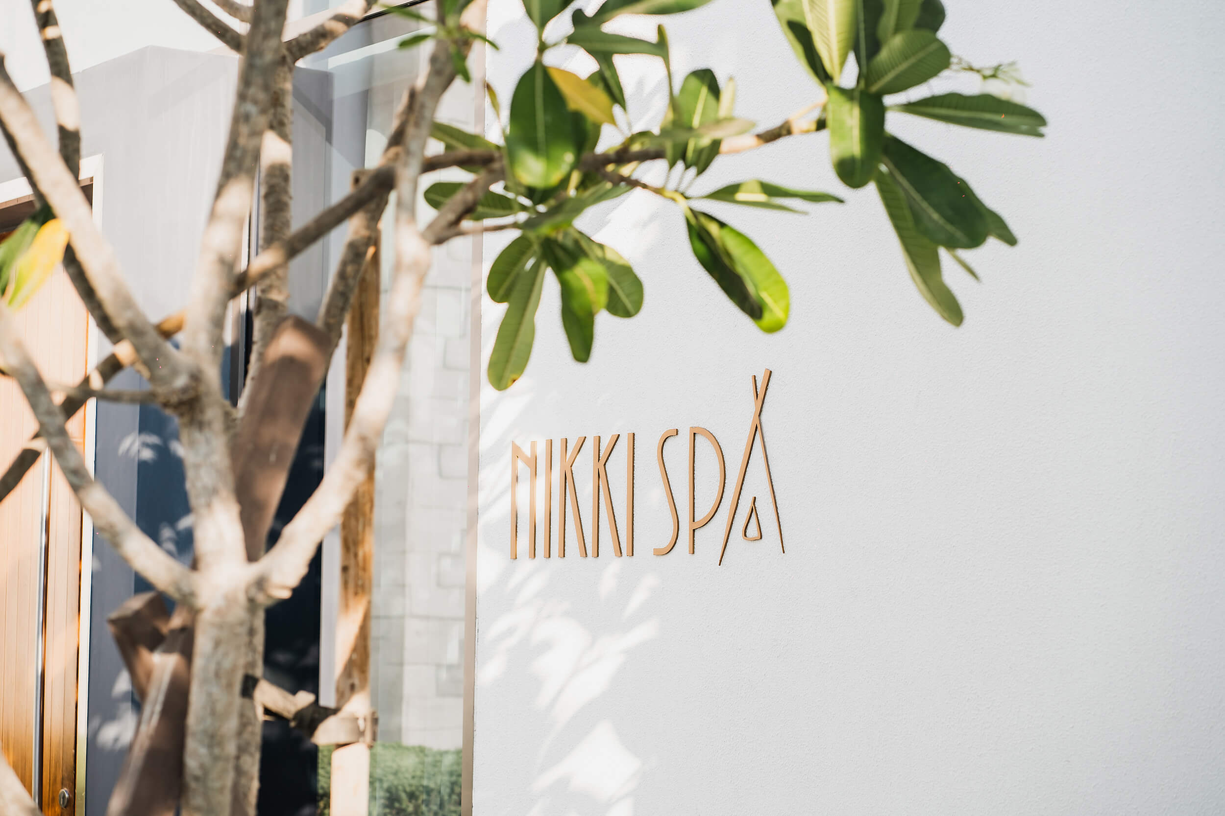 Nikki Spa logo on the building entrance